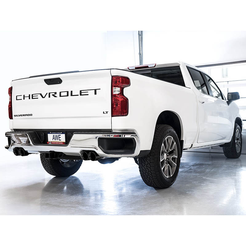 AWE Tuning | 0FG Cat-Back Exhaust Black Tips - Silverado / Sierra 1500 / Limited 5.3L 2019-2023