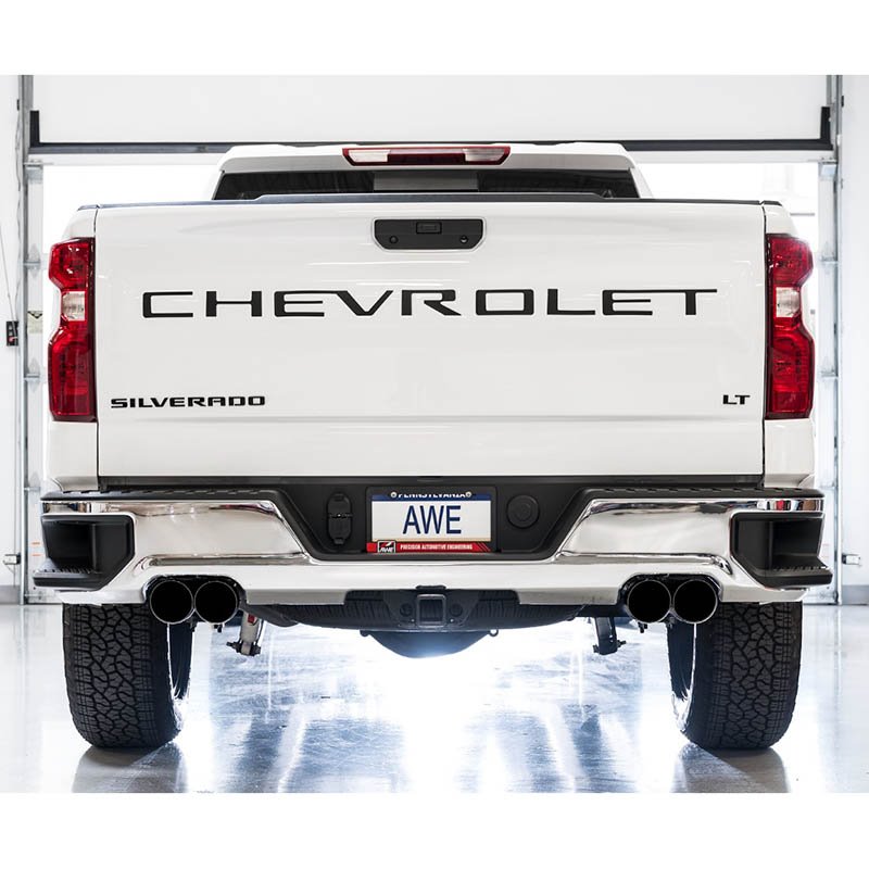 AWE Tuning | 0FG Cat-Back Exhaust Black Tips - Silverado / Sierra 1500 / Limited 6.2L 2019-2023