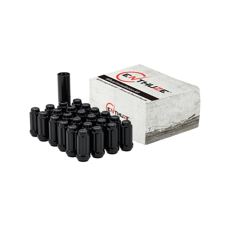 Enthuze | Lug Nuts (24) - Closed End Long - Black - 14MM X 2.00