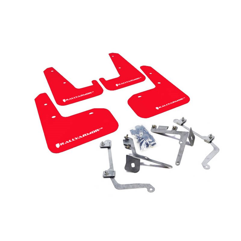 RallyArmor | Red Mud Flap White Logo - WRX / STI Sedan 2011-2014
