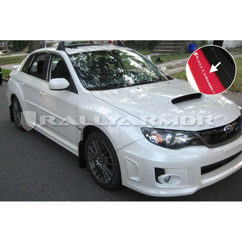 RallyArmor | Red Mud Flap White Logo - WRX / STI Sedan 2011-2014