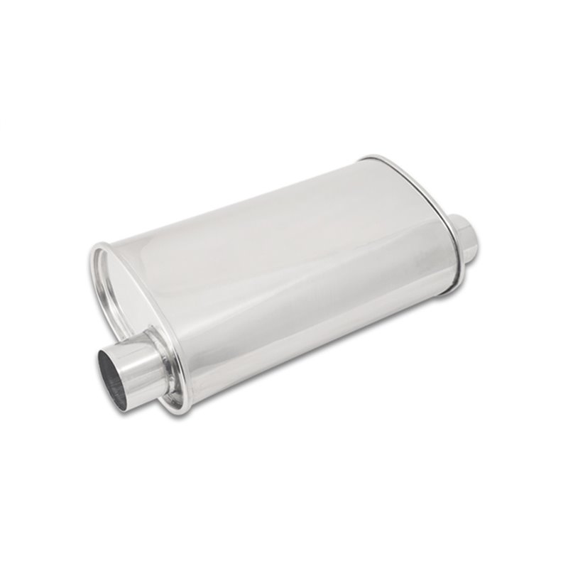 Vibrant | STREETPOWER Oval Muffler, 2.5" inlet/outlet (Offset-Offset Same Side)