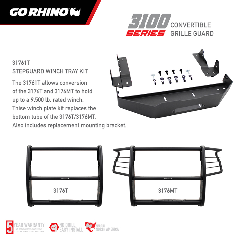 Go Rhino | 3100 Series StepGuard Grille Guard w/ Brush Guards - Silverado 1500 / Limited 2019-2022