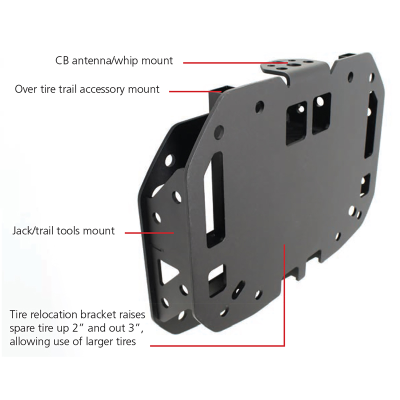 Go Rhino | Rockline Spare Tire Relocation Kit (up to 40" tire) - Wrangler (JL) 2018-2021