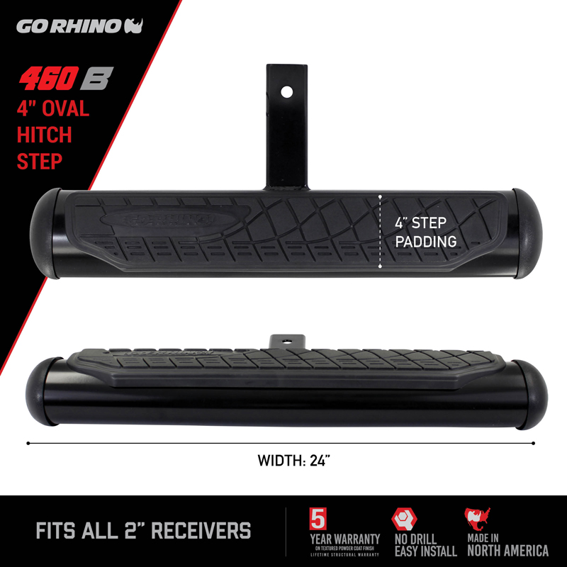 Go Rhino | 4" Oval Hitch Step - Black