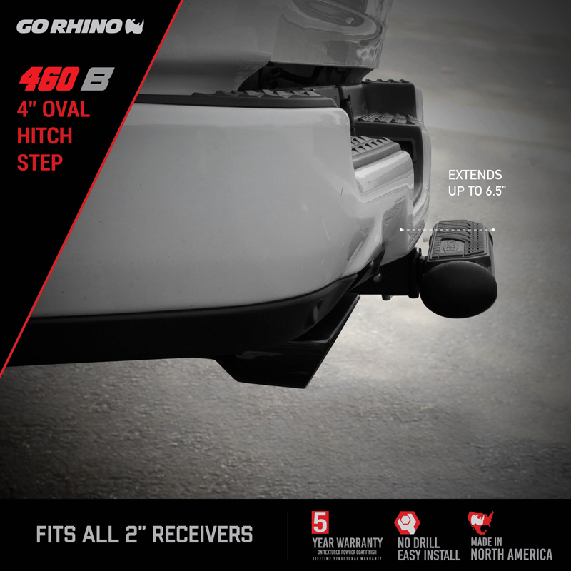 Go Rhino | 4" Oval Hitch Step - Black