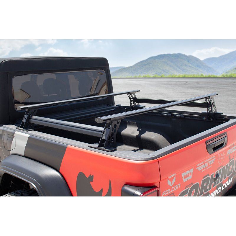 Go Rhino | XRS Cross Bars - Truck Bed Rail Kit for Mid-Sized Trucks w/o Tonneau Covers - Chevrolet / Ford / GMC / Jeep / Nissan 