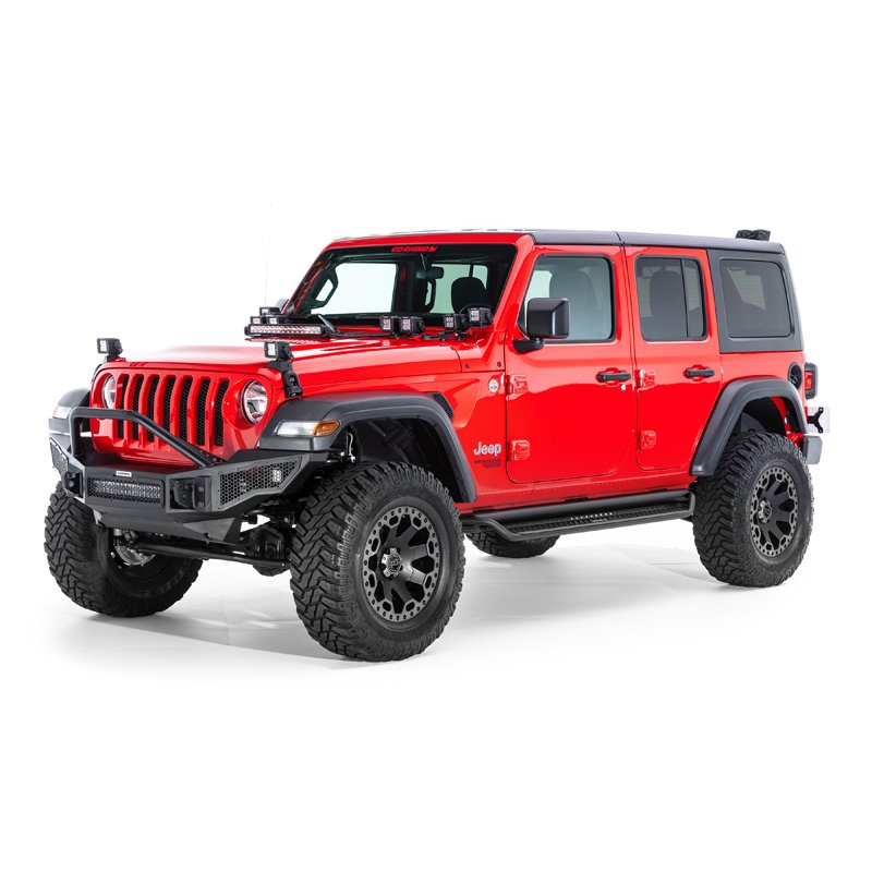 Go Rhino | Dominator Xtreme D1 Side Steps w/ Mounting Brackets Kit - Textured Black - Wrangler (JL) 2.0T / 3.6L 2018