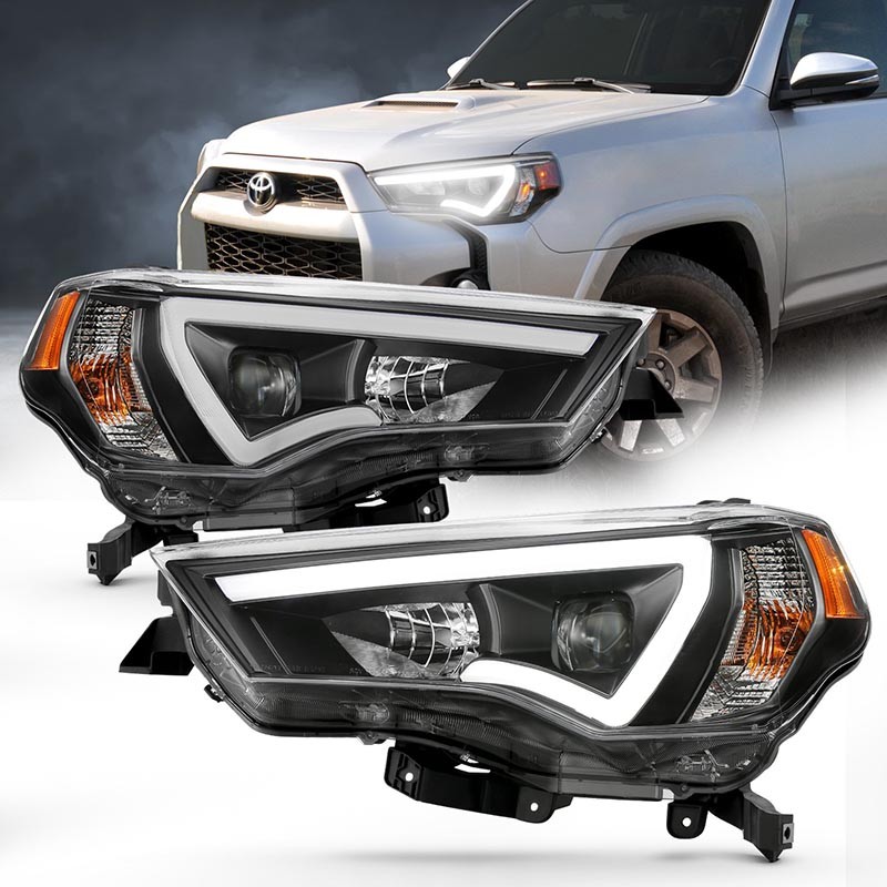 ANZO | Projector Headlights w/ Plank Style Switchback Black w/ Amber - 4Runner 4.0L 2014-2023