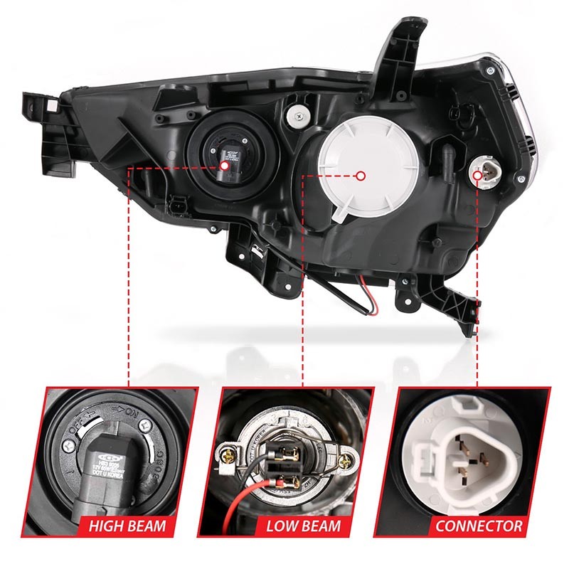 ANZO | Projector Headlights w/ Plank Style Switchback Black w/ Amber - 4Runner 4.0L 2014-2023