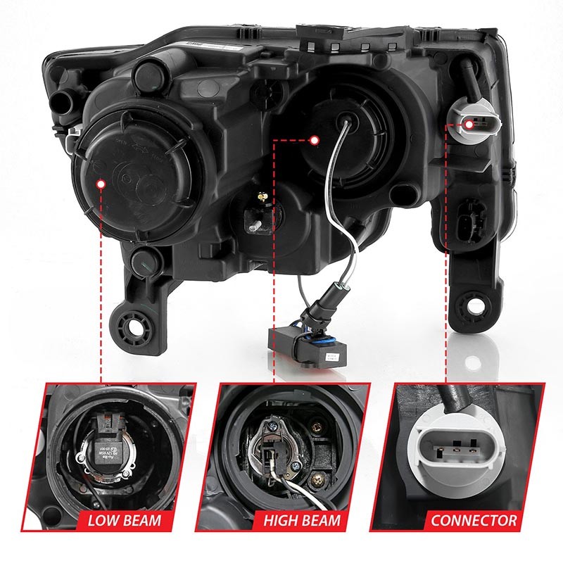 ANZO | Projector Headlights w/ Plank Style Switchback Black w/ Amber - Grand Cherokee 2017-2022