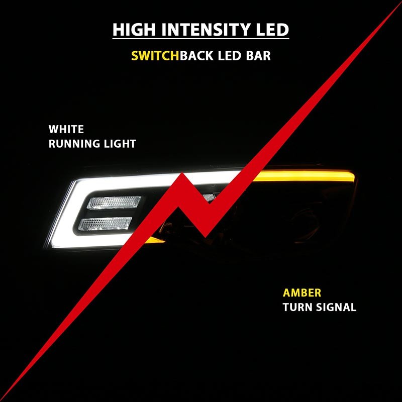 ANZO | Projector Headlights w/ Plank Style Switchback Black w/ Amber - Grand Cherokee 2017-2022