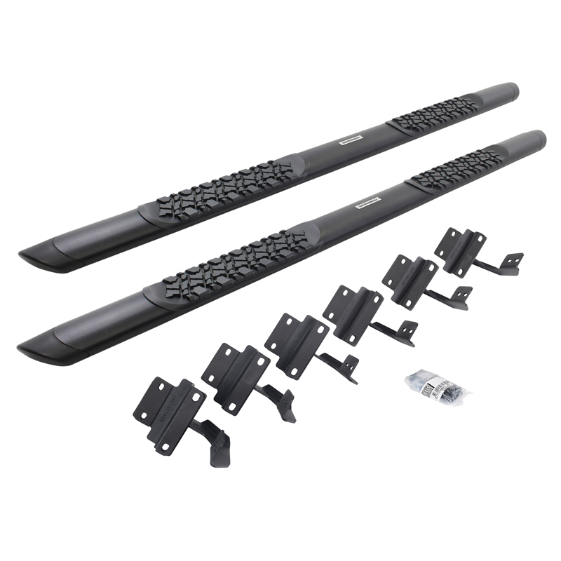 Go Rhino | V-Series V3 Aluminum Side Steps and Mounting Brackets Kit - Textured Black - F-150 / F-250 / F-350 2.7T / 6.2L 2015-2