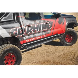 Go Rhino | V-Series V3 Aluminum Side Steps and Mounting Brackets Kit - Textured Black - Tacoma 2.7L 2005