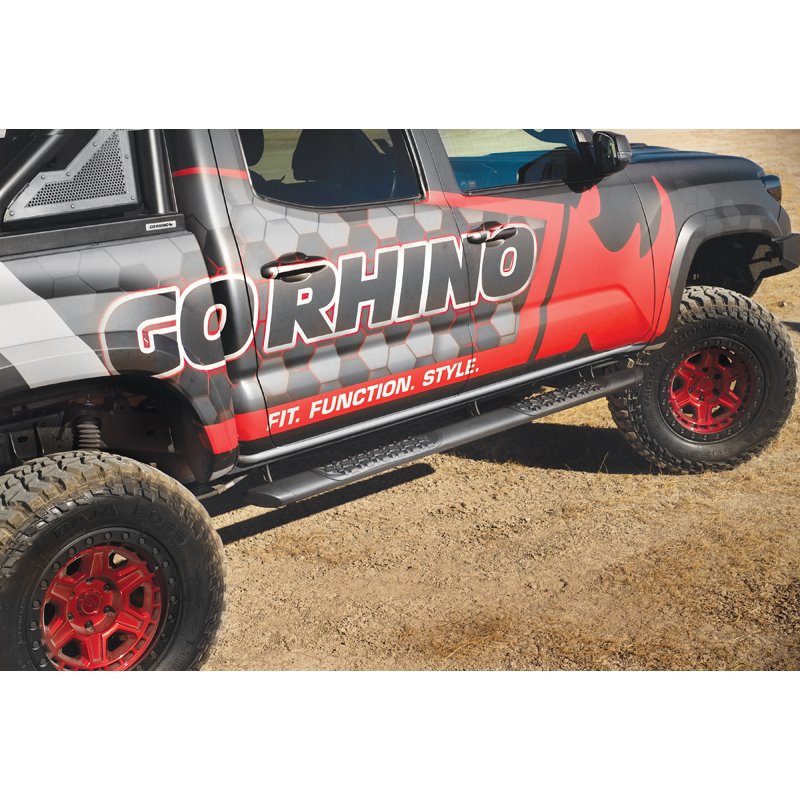 Go Rhino | V-Series V3 Aluminum Side Steps and Mounting Brackets Kit - Textured Black - Tacoma 2.7L 2005
