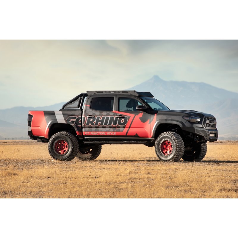 Go Rhino | V-Series V3 Aluminum Side Steps and Mounting Brackets Kit - Textured Black - Tacoma 2.7L 2005