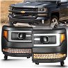 ANZO | Projector Headlights w/ Plank Style Design Black w/ Amber (HID TYPE) (WITHOUT HID KIT) - Silverado 1500 4.3L / 5.3L / 6.2