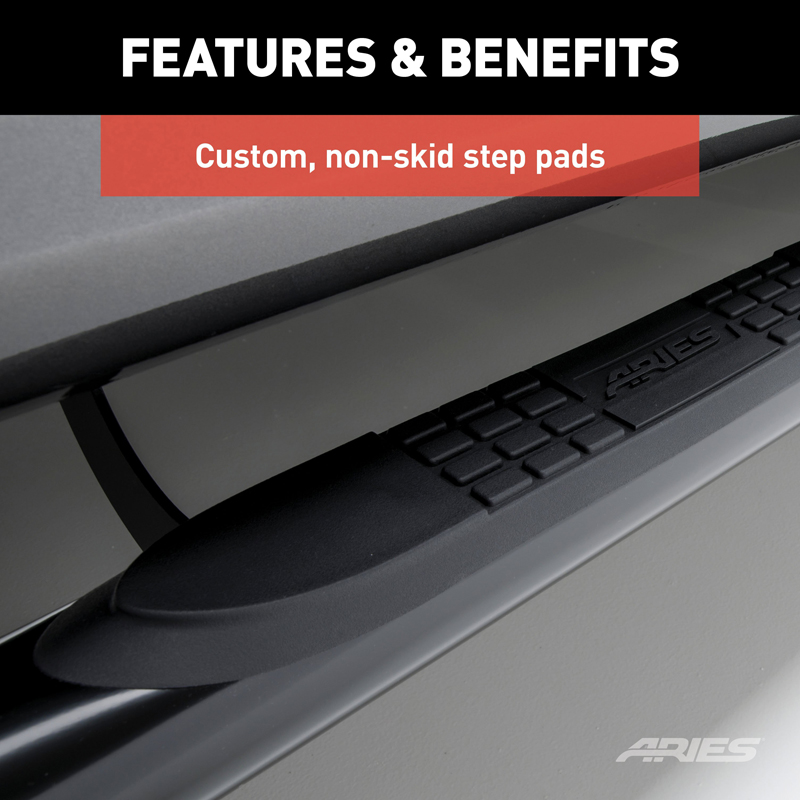 ARIES | 3" Round Black Steel Side Bars - Bronco 2.3T / 2.7T / 3.0T 2021-2022