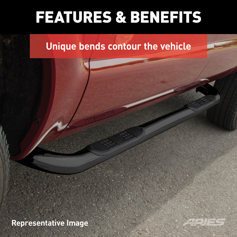 ARIES | 3" Round Black Stainless Side Bars - Chevrolet / GMC 2019-2023