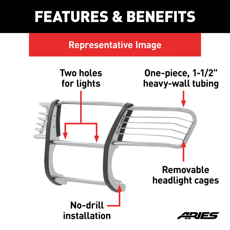 ARIES | Polished Stainless Grille Guard - Ram 1500 / Classic 2009-2022