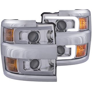 ANZO | Projector Headlights w/ Plank Style Chrome w/ Amber - Silverado 2500 HD / 3500 HD 6.0L / 6.6L 2015