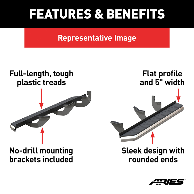 ARIES | AeroTread 5" x 70" Polished Stainless Running Boards - Tucson 1.6T / 2.0L 2016-2017