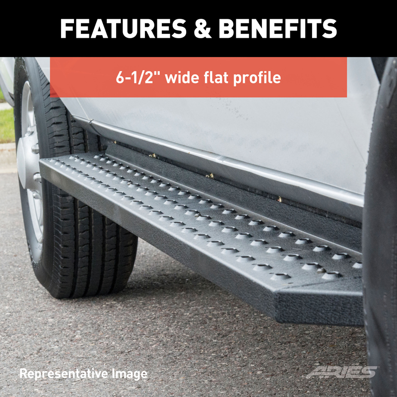 ARIES | RidgeStep 6-1/2" x 75" Black Steel Running Boards - Colorado / Canyon 2015-2022