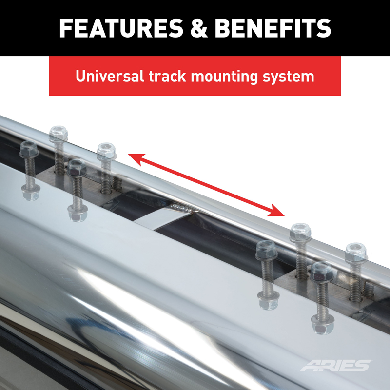 ARIES | 6" x 85" Black Aluminum Oval Side Bars - Ram 1500 / Classic / 2500 / 3500 2009-2022