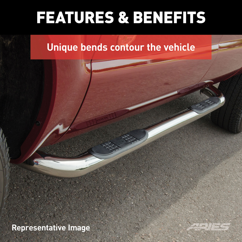 ARIES | 3" Round Polished Stainless Side Bars - F-150 2009-2014