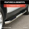 ARIES | 3" Round Polished Stainless Side Bars - F-150 / F-250 / F-350 2015-2023