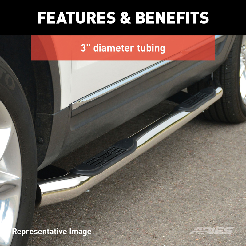 ARIES | 3" Round Polished Stainless Side Bars - Ram 2500 / 3500 2006-2022