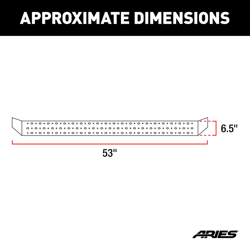ARIES | RidgeStep 6-1/2" x 53" Black Steel Running Boards (No Brackets) - Chevrolet / Dodge / Ford / GMC 2000-2023