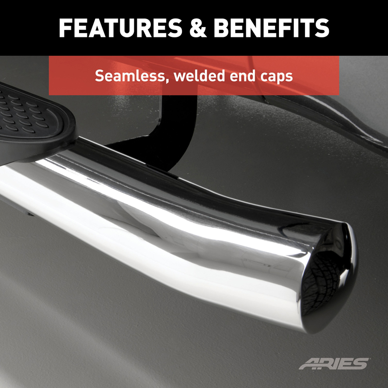 ARIES | 4" Polished Stainless Oval Side Bars - F-150 / Lightning / F-250 / F-350 2015-2023