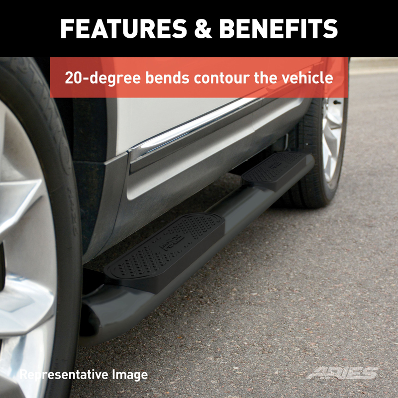 ARIES | 4" Black Steel Oval Side Bars - Chevrolet / GMC 2019-2023
