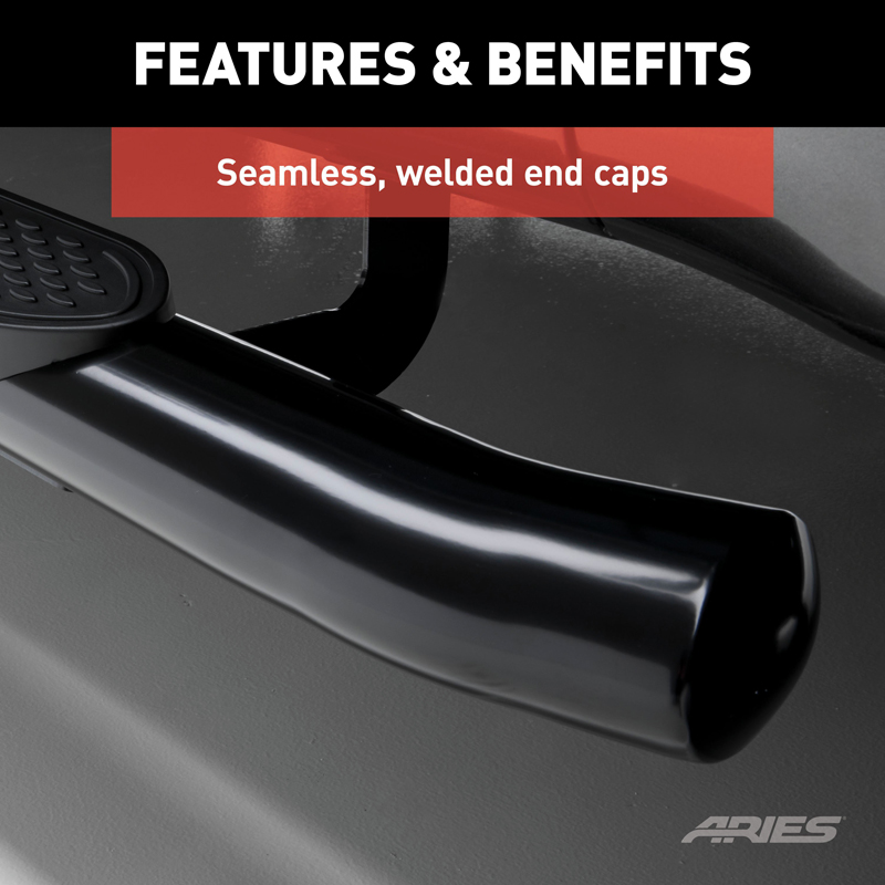 ARIES | 4" Black Steel Oval Side Bars - Ram 1500 / 2500 / 3500 2002-2009