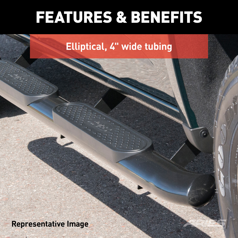ARIES | 4" Black Steel Oval Side Bars - Ram 1500 2019-2022