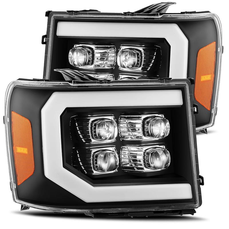 AlphaRex | NOVA-Series Full LED Quad 3D Projector Headlights - Sierra 1500 / 2500 HD / 3500 HD 2007-2013