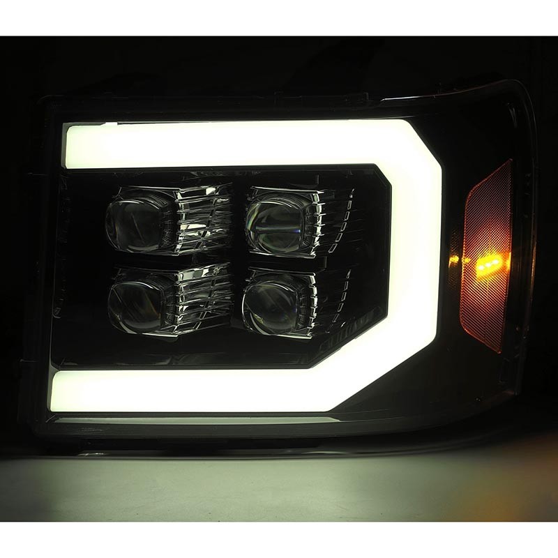 AlphaRex | NOVA-Series Full LED Quad 3D Projector Headlights - Sierra 1500 / 2500 HD / 3500 HD 2007-2013