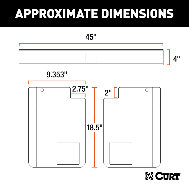 CURT | Universal Weld-On Trailer Hitch, 2" Receiver (18" to 43" Frames, 11-1/2" Drop)