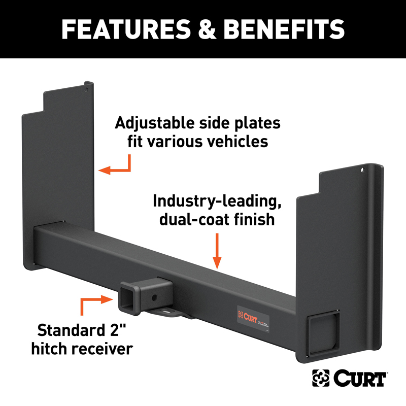 CURT | Universal Weld-On Trailer Hitch, 2" Receiver (18" to 43" Frames, 11-1/2" Drop)