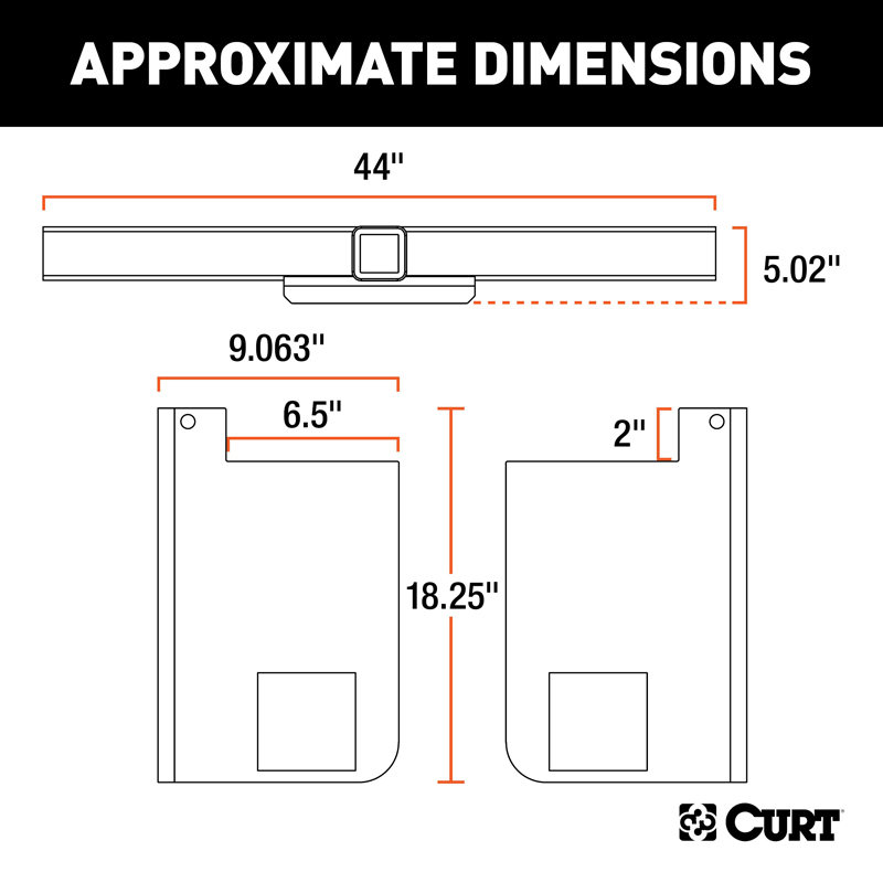 CURT | Universal Weld-On Trailer Hitch, 2-1/2" Receiver (Up to 44" Frames, 18" Drop)