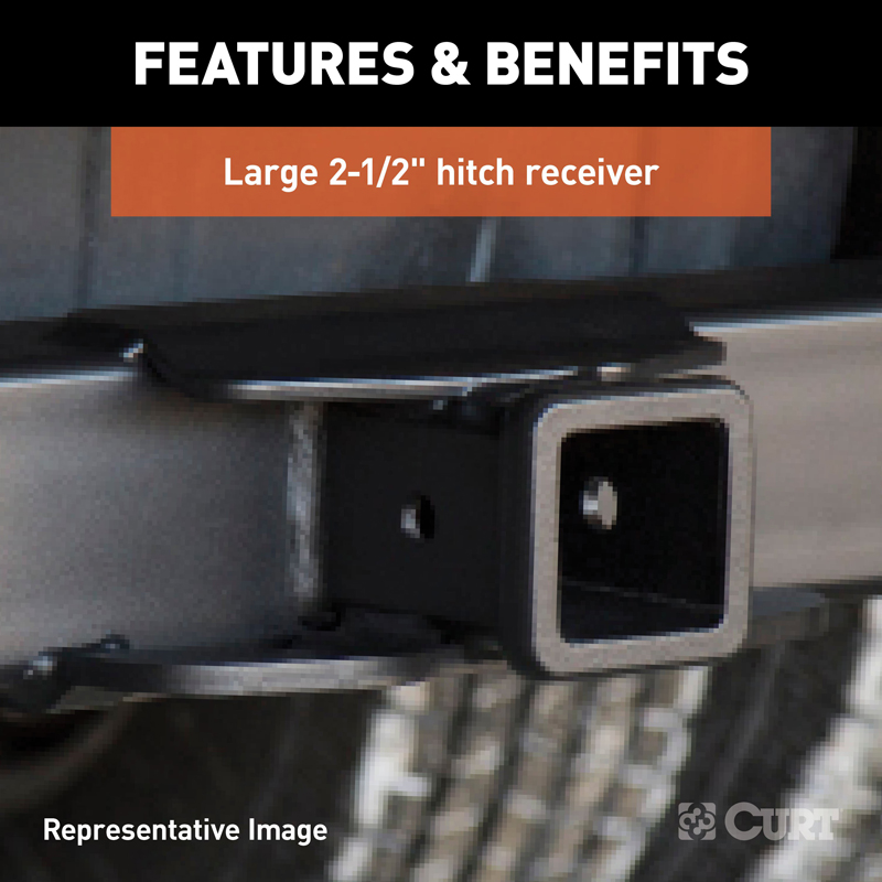 CURT | Universal Weld-On Trailer Hitch, 2-1/2" Receiver (Up to 44" Frames, 18" Drop)