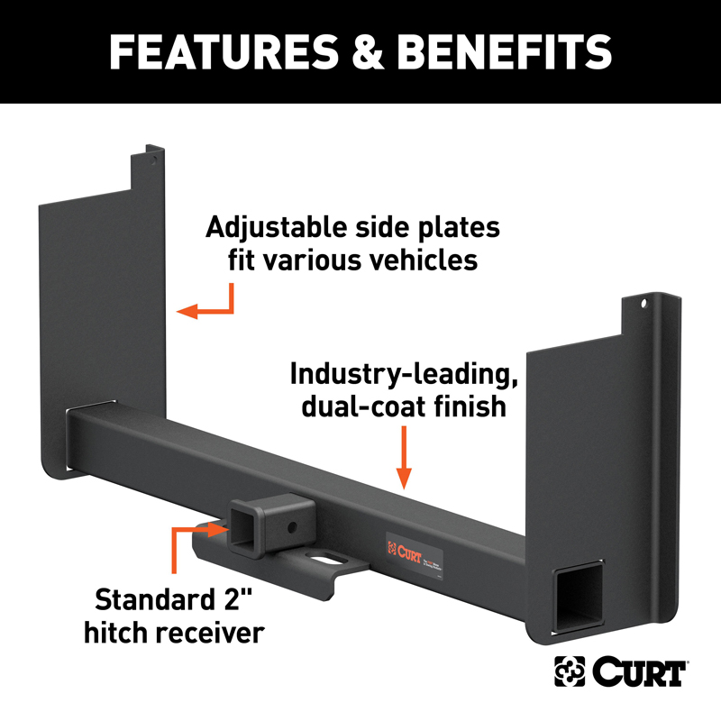 CURT | Universal Weld-On Trailer Hitch, 2" Receiver (Up to 44" Frames, 18" Drop)