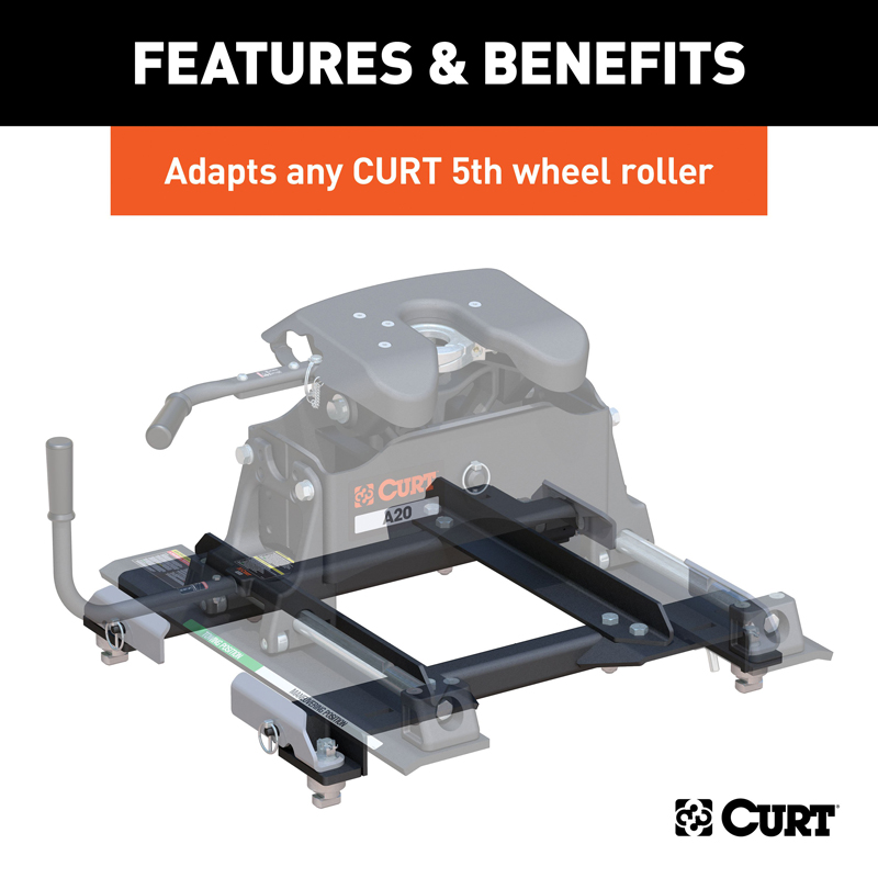 CURT | Puck System 5th Wheel Roller Adapter, 20K - Silverado / Sierra 2500 HD / 3500 HD 6.0L / 6.6L 2016-2019