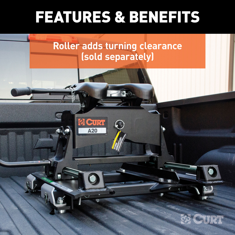 CURT | Puck System 5th Wheel Roller Adapter, 20K - Silverado / Sierra 2500 HD / 3500 HD 6.0L / 6.6L 2016-2019