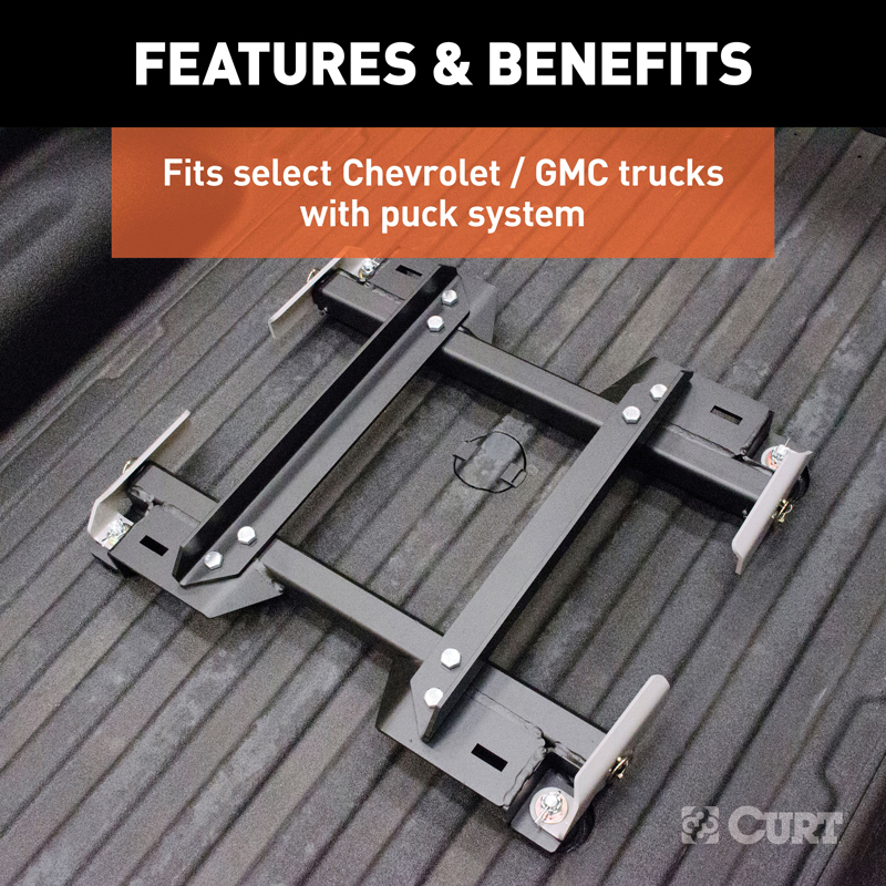 CURT | Puck System 5th Wheel Roller Adapter, 20K - Silverado / Sierra 2500 HD / 3500 HD 6.0L / 6.6L 2016-2019