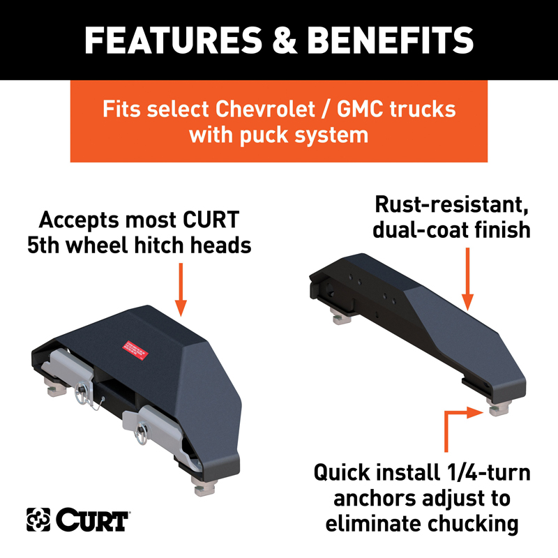 CURT | Puck System 5th Wheel Legs - Silverado / Sierra 2500 HD / 3500 HD 6.0L / 6.6L 2016-2019