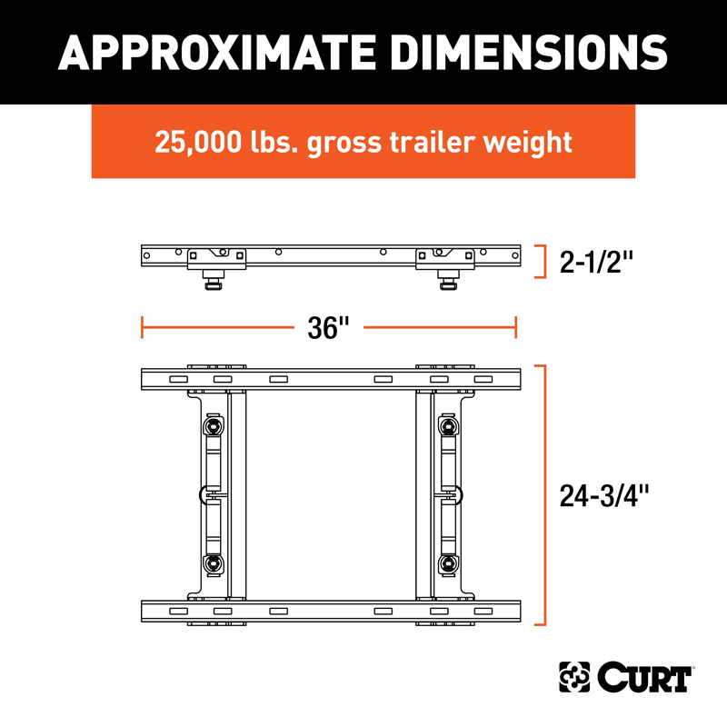 CURT | Puck System 5th Wheel Adapter with Rails - Chevrolet / Ford / GMC 2011-2023