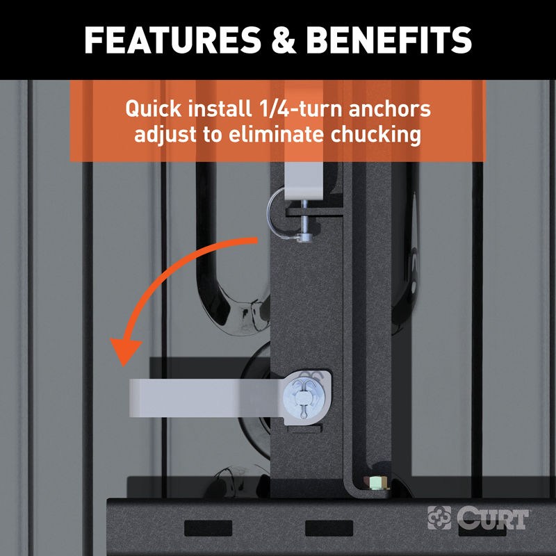 CURT | Puck System 5th Wheel Adapter with Rails - Chevrolet / Ford / GMC 2011-2023
