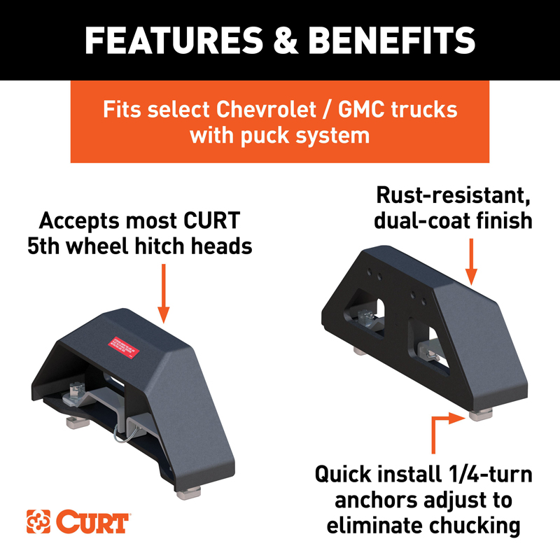 CURT | Puck System 5th Wheel Legs - Silverado / Sierra 2500 HD / 3500 HD 6.6L 2020-2023
